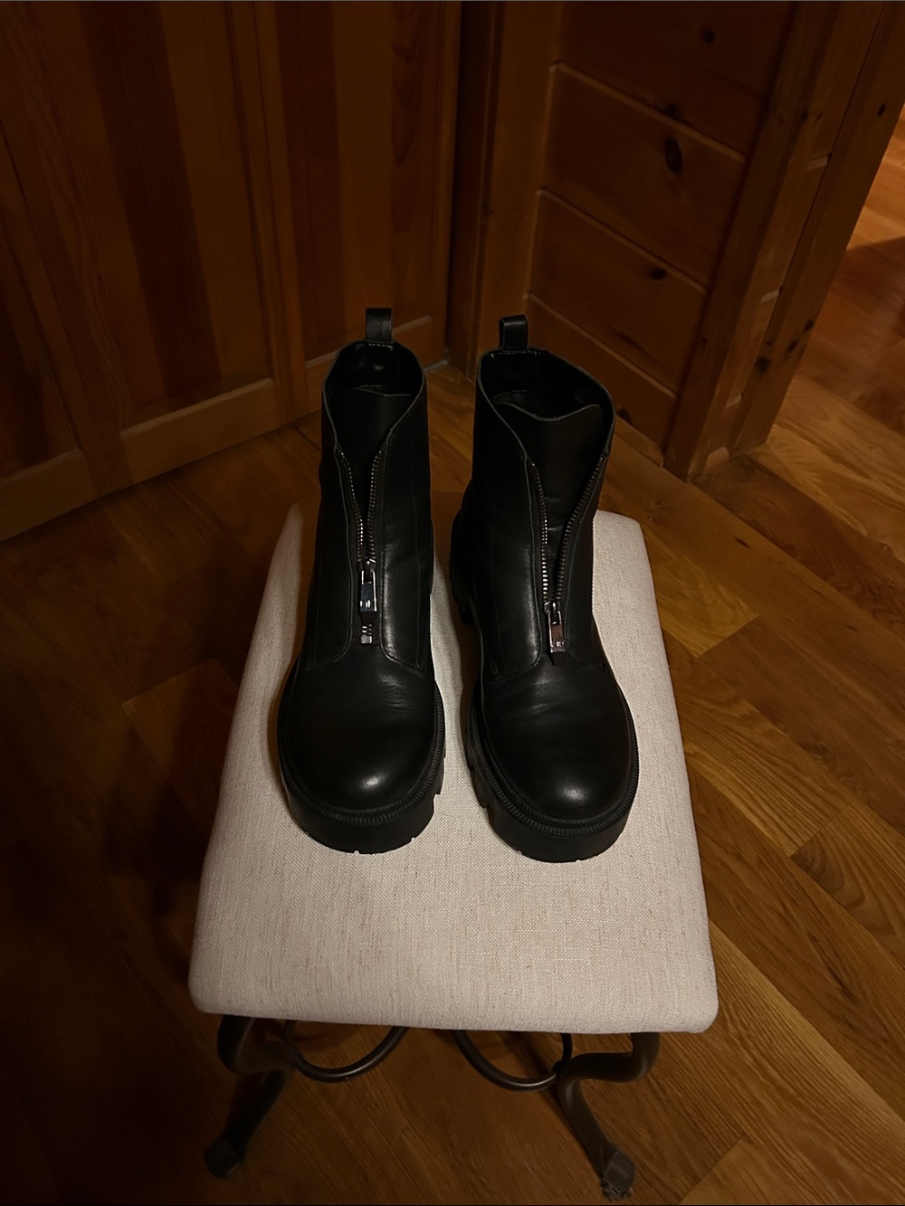 Marc Fisher Women's Black Zip-Front Leather Ankle Boots